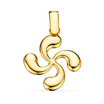 18K Yellow Gold Lauburu Pendant Shiny Lined 23x20 mm