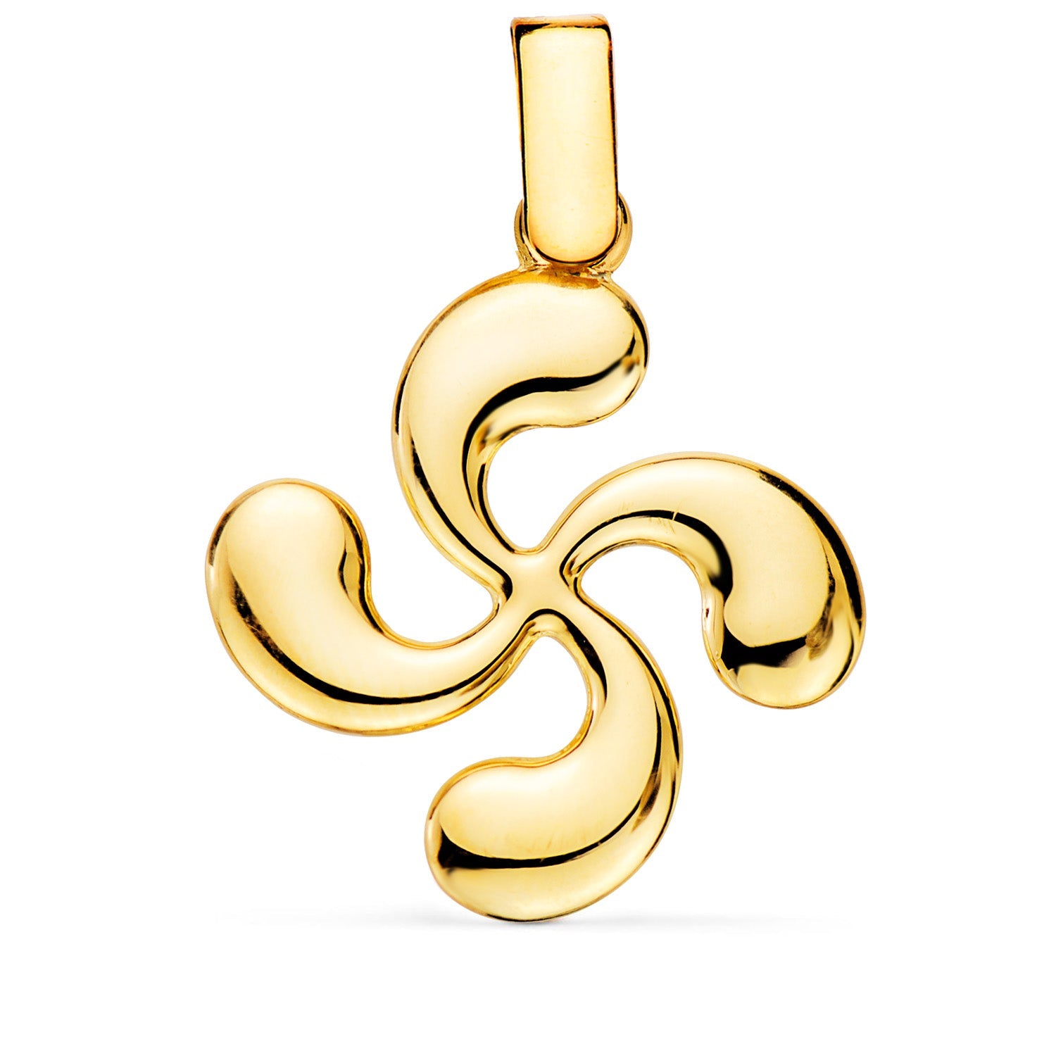 18K Yellow Gold Pendant Lauburu Shiny Plated 28x25 mm