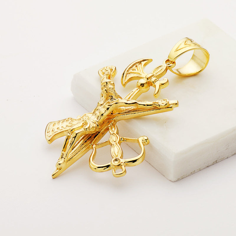 18K Yellow Gold Legionary Cross Without Crown 55x40 mm