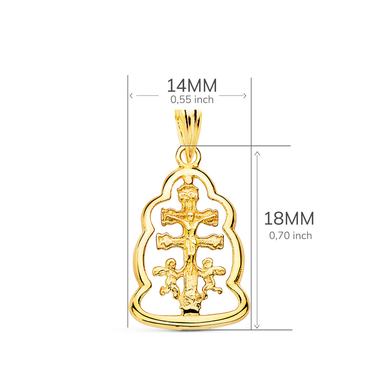 18K Pendant Caravaca Cross Frame 18x14 mm