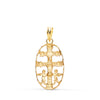 18K Cruz De Caravaca Oro Amarillo Cerco Oval Tallado 25 x 13 mm