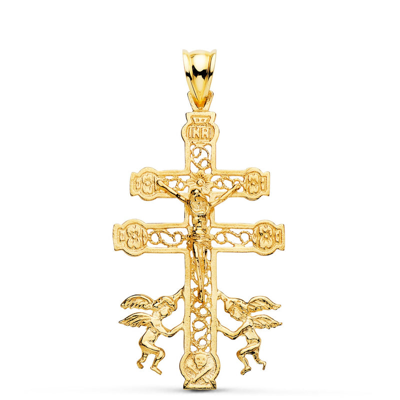 18K Cruz De Caravaca Oro Amarillo Calada 42x24 mm