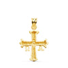 18K Yellow Gold Covadonga Cross Carved 26 x 20 mm