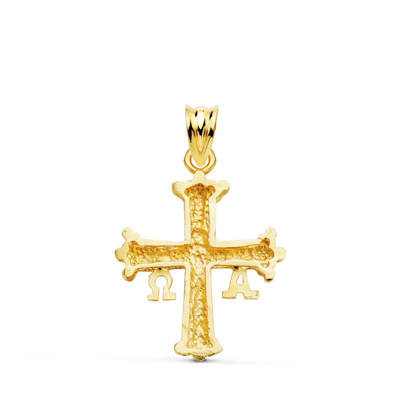 Croix Covadonga en or jaune 18 carats sculptée 26 x 20 mm
