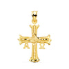 18K Yellow Gold Covadonga Cross Carved 33 x 25 mm