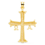 18K Yellow Gold Covadonga Cross Carved 41x31 mm