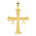 18K Yellow Gold Covadonga Cross Carved 41x31 mm