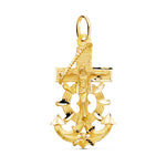 18K Yellow Gold Sailor Cross With Carved Christ 40x22 mm