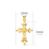 18K Yellow Gold Cross Filigree Carved Edges. 30x20mm