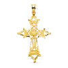 18K Yellow Gold Cross Filigree Carved Edges. 46x30mm