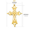 18K Yellow Gold Cross Filigree Carved Edges. 46x30mm