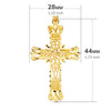 18K Yellow Gold Cross Filigree Carved Edges. 44x28mm