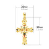 Cathédrale en vitrail en forme de croix en or jaune 18 carats, bords sculptés. 30x20mm