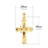 18K Yellow Gold Cross Stained Glass Cathedral Carved Edges. 30x20 mm