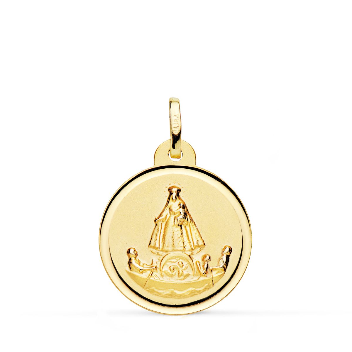 18K Yellow Gold Medal Virgin Charity of Copper Balsa 16 mm