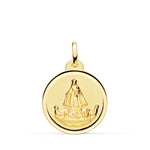 18K Medalla Oro Amarillo Virgen Caridad Del Cobre Balsa 16 mm