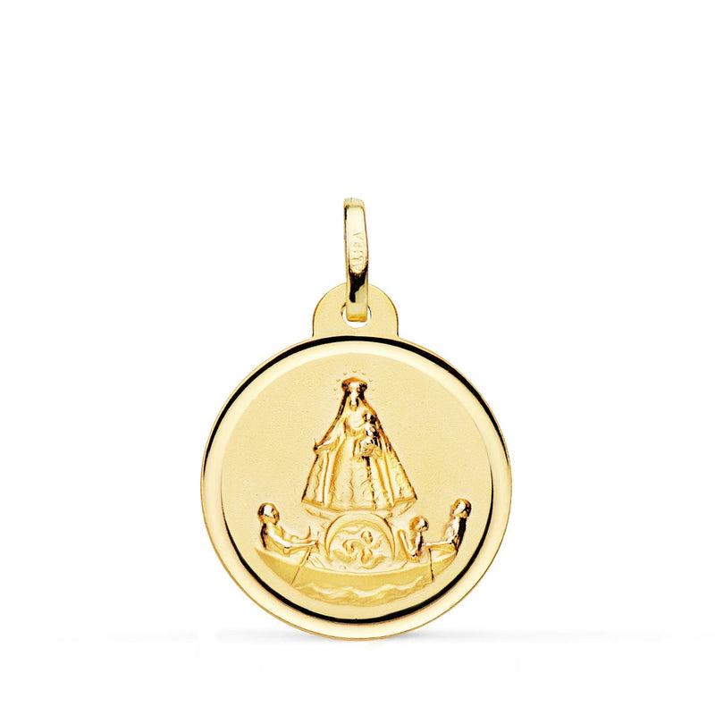 18K Medalla Oro Amarillo Virgen Caridad Del Cobre Balsa 16 mm