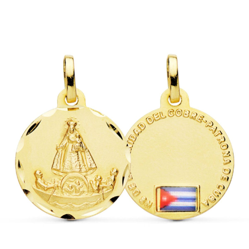 18K Virgen Caridad Cobre Balsa 20 mm Esmaltada