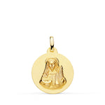 18K Yellow Gold Saint Lucia Medal Matted Smooth 18 mm