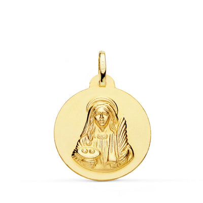 18K Yellow Gold Saint Lucia Medal Smooth Matt 22 mm