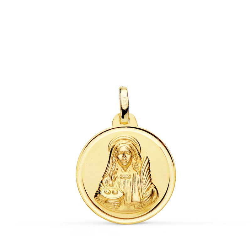 18K Medalla Santa Lucia Bisel 18 mm