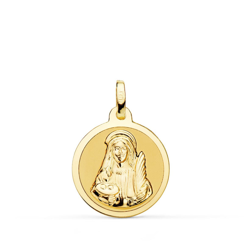 18K Medalla Santa Lucia Brillo 18 mm