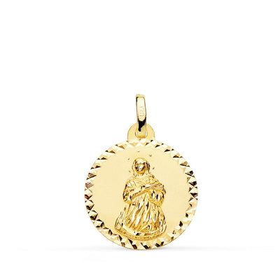 18K Medalla Virgen Inmaculada Talla Cruzada 18 mm