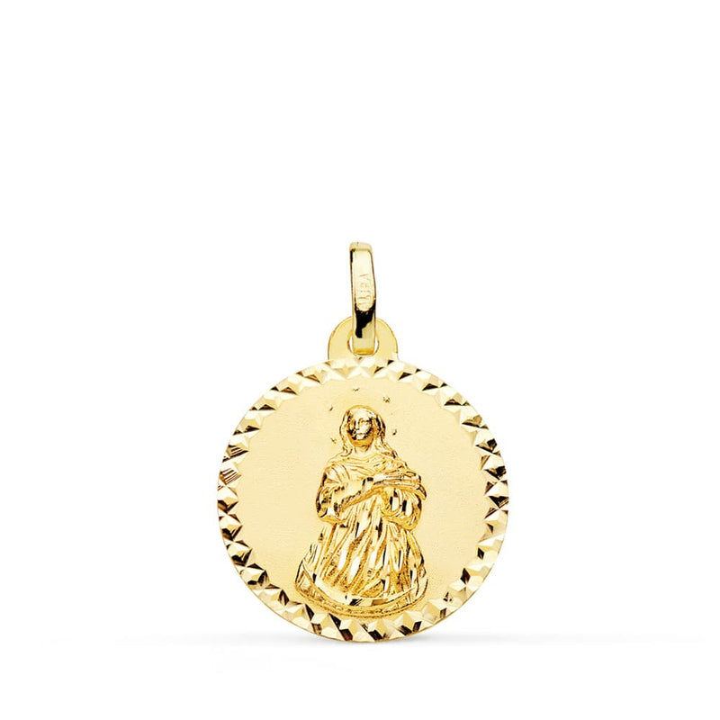 18K Medalla Virgen Inmaculada Talla Cruzada 18 mm