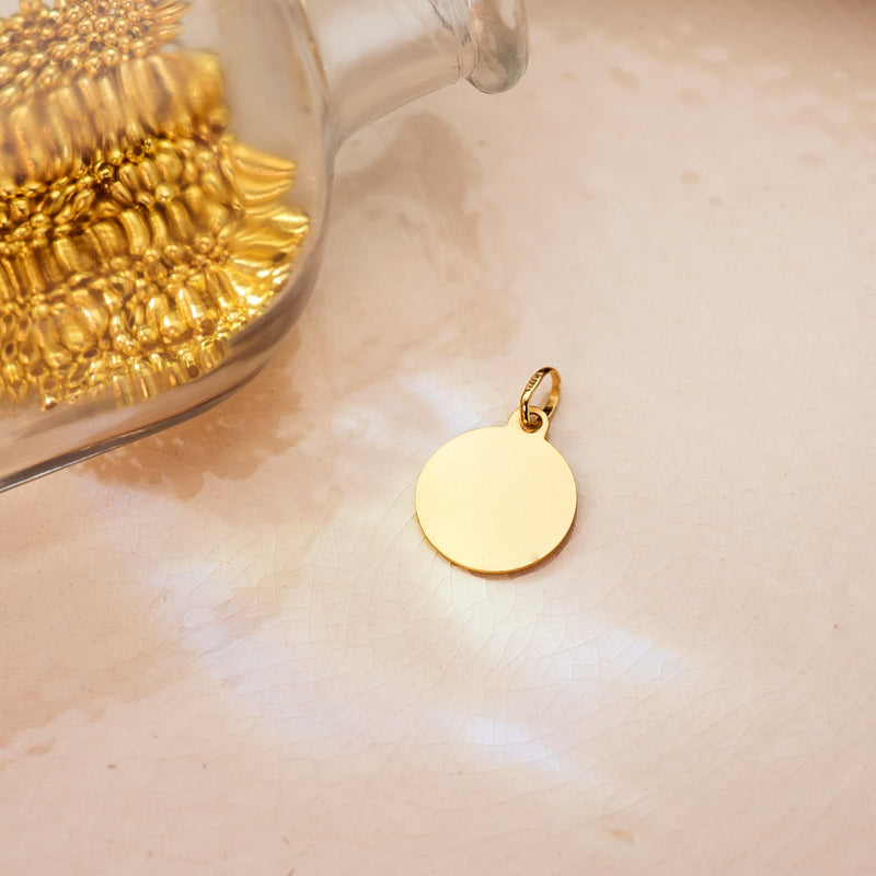Lunette Médaille Sainte Rita Or Jaune 18 Carats 14 mm