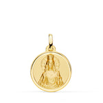 18K Medalla Oro Amarillo Santa Barbara Bisel Matizada 18 mm