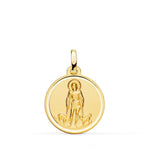 18K Yellow Gold Saint Lazarus Medal Matted Bezel 18 mm