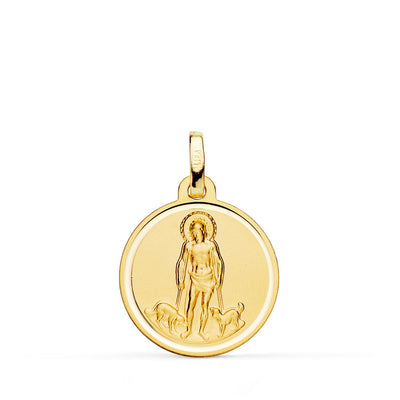 18K Yellow Gold Saint Lazarus Medal Matted Bezel 18mm
