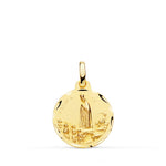 18K Medalla Oro Amarillo Virgen De Fatima Tallada 16 mm