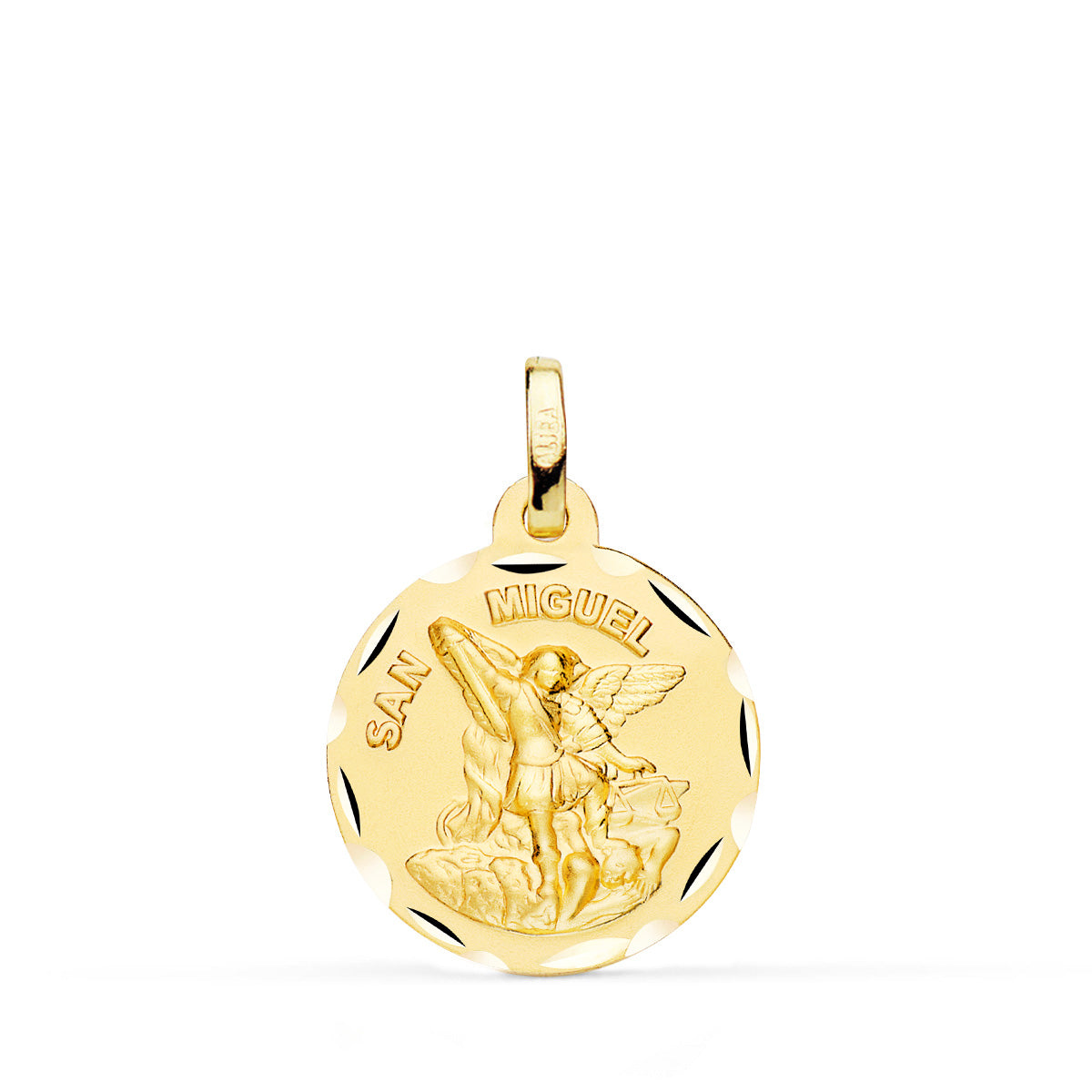 18K Yellow Gold San Miguel Carved Medal 18 mm