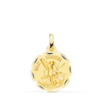 18K Yellow Gold Saint Michael Medal Carved 18 mm