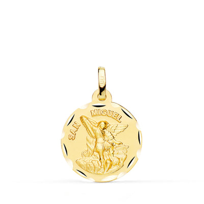 18K Yellow Gold St. Michael Carved Medal 18 mm