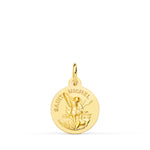 18K Yellow Gold Saint Michel Medal Smooth Matted 14 mm
