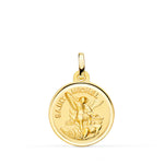 Médaille Saint Michel En Or Jaune 18 Carats Avec Lunette 16 mm