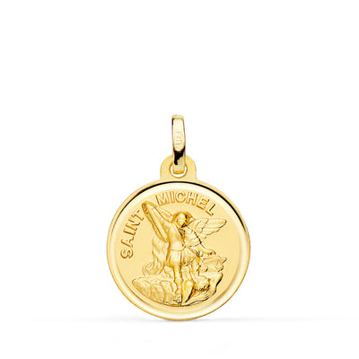 18K Yellow Gold Saint Michel Medal With 16mm Bezel