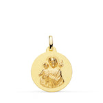 18K Yellow Gold Saint Joseph Medal Matt Smooth 18 mm
