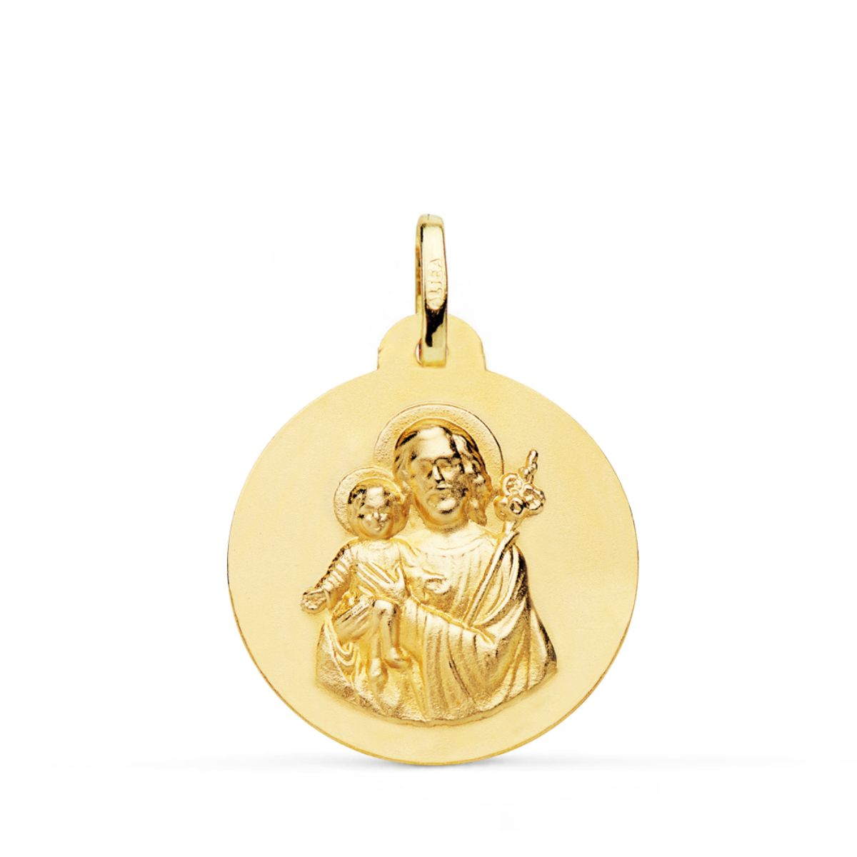 Medaglia San Giuseppe 18K satinata liscia 22 mm