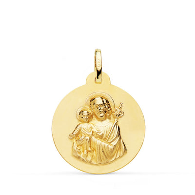 18K Smooth Matt Saint Joseph Medal 22mm