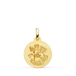 Médaille Saint Georges Or Jaune 18 Carats Lisse Mat 16 mm