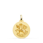 18K Yellow Gold Saint George Medal Smooth Matted 18 mm