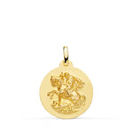 18K Yellow Gold Saint George Medal Matt Smooth 18 mm