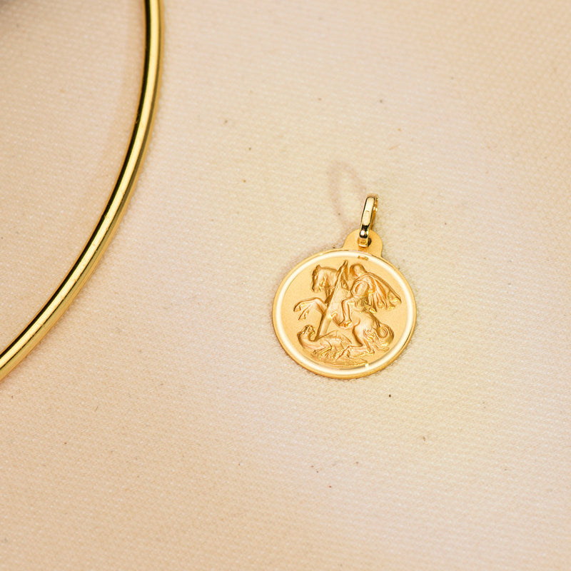 18K Medalla San Jorge Bisel 20 mm