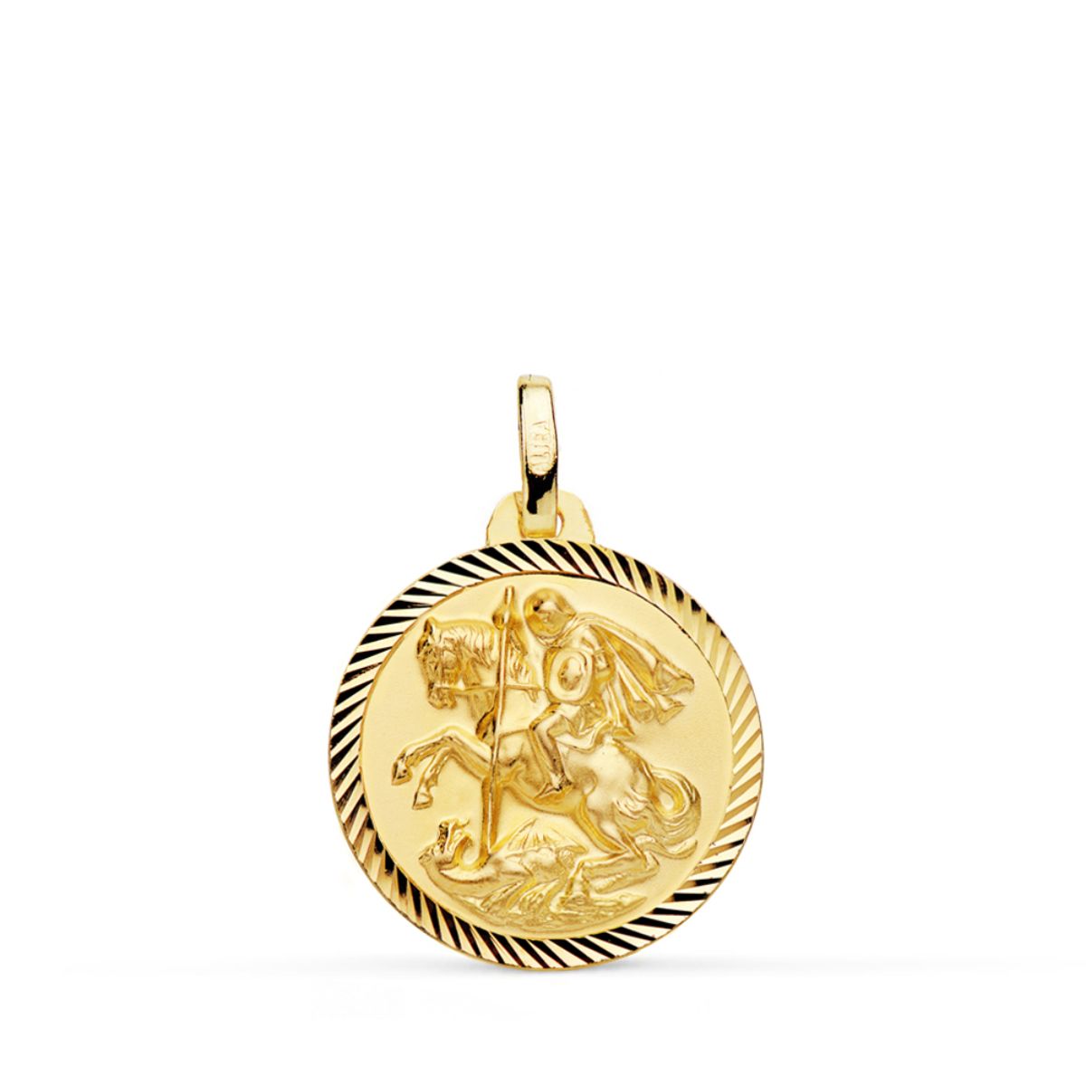 Médaille 18K Or Jaune Saint Georges Bord Hélice 18 mm