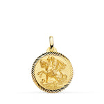 18K Yellow Gold Saint George Medal Helix Edge 18 mm