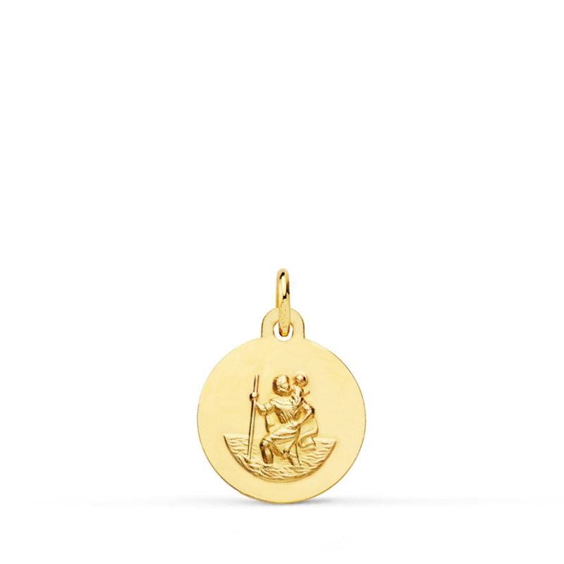 18K St. Christopher Medal Smooth Matted 12 mm
