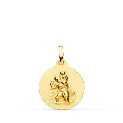 18K St. Christopher Medal Smooth Matt 16mm